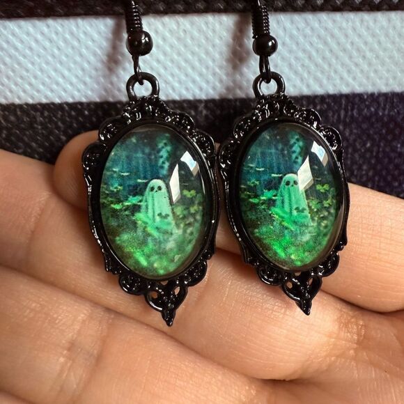 Jewelry - Gothic Ghostly Vintage Inspired Earrings Victorian Style Engraved detailing New